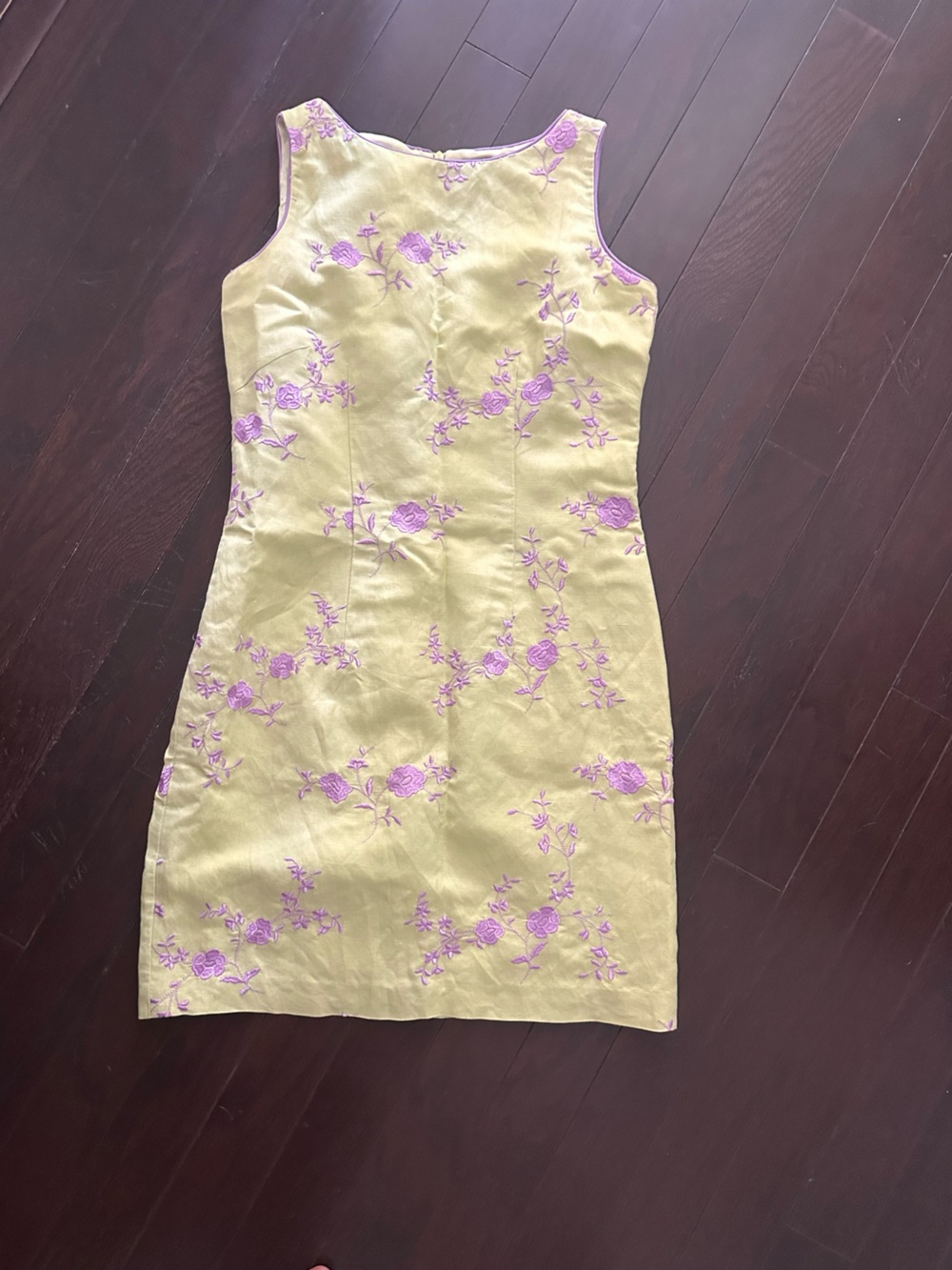 Jessica Howard Yellow Dress with Pink Floral Embroidery